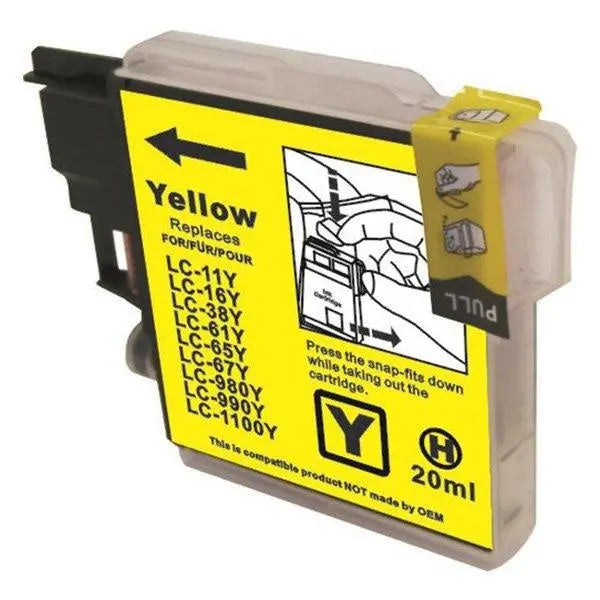 LC38 LC67 Yellow Compatible Inkjet Cartridge with vibrant yellow ink for high-quality printing.