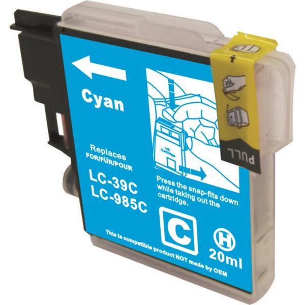 LC39 Compatible Cyan Cartridge showcasing its vibrant color and quality design, ideal for inkjet printers.