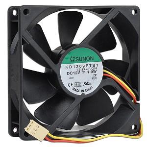 LEADER 92mm Rear Fan with 3-pin connector, featuring a black plastic enclosure and compact design for efficient cooling.