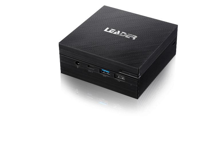 Leader Corp N12 NUC mini PC with Intel i5-8265U, showcasing its compact design and multiple connectivity ports.