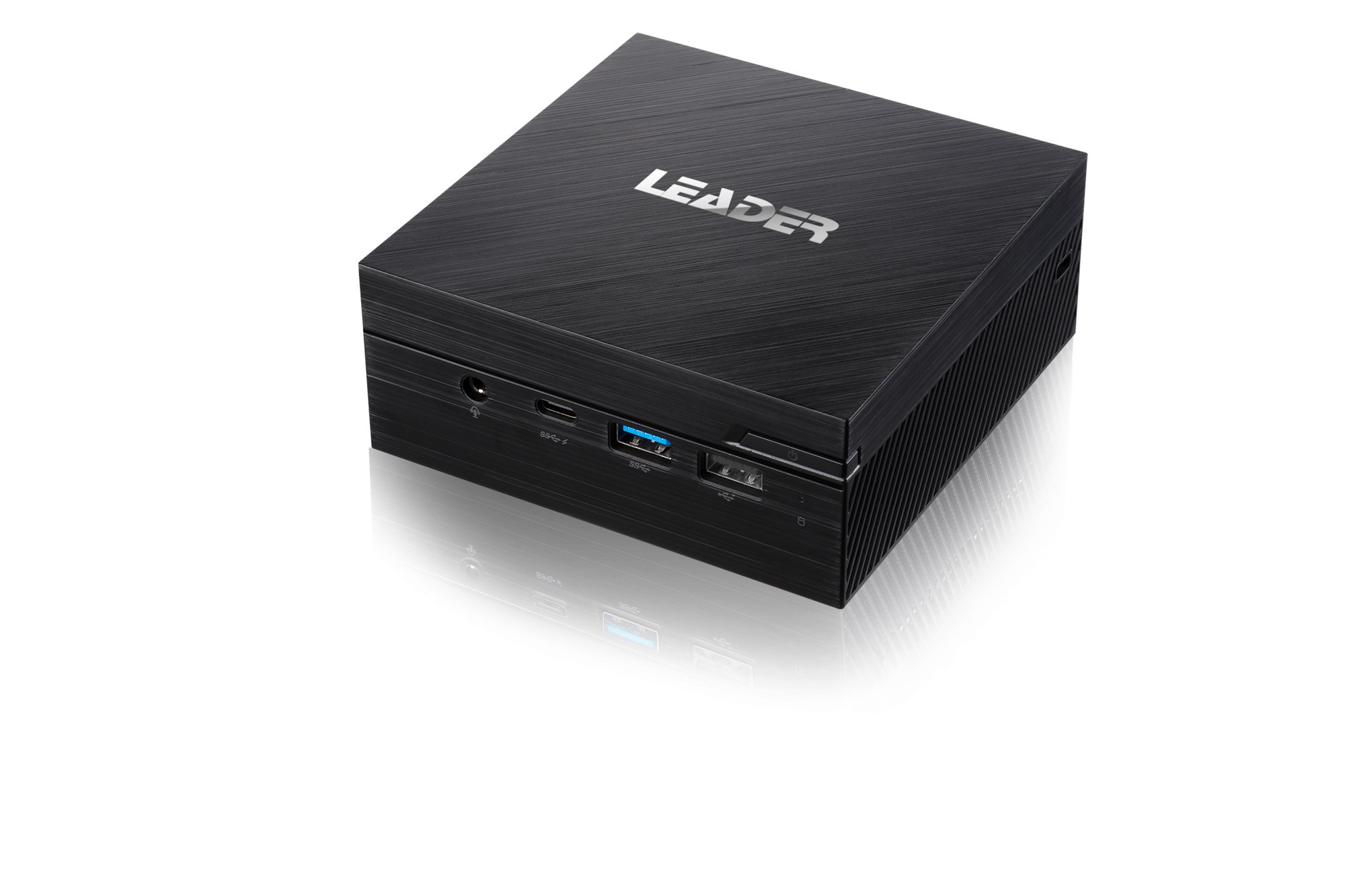 LEADER Corp N13 NUC mini PC with Intel i5-10210U, showcasing its compact design and multiple connectivity ports.