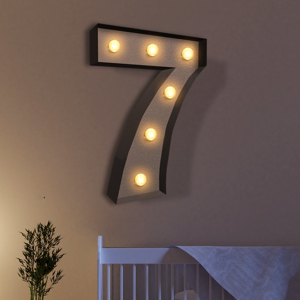 LED Metal Number Lights in a stylish marquee design, perfect for events and parties, showcasing a warm glow and personalized touch.