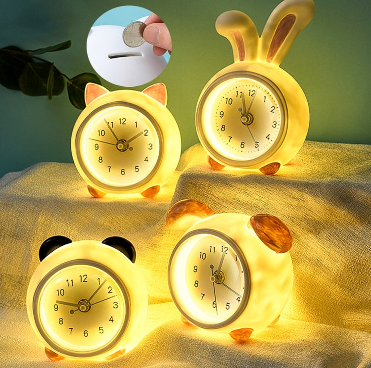 LED Night Light Cartoon Clock shaped like a cute piggy bank, featuring a soft glow and a detachable clock.