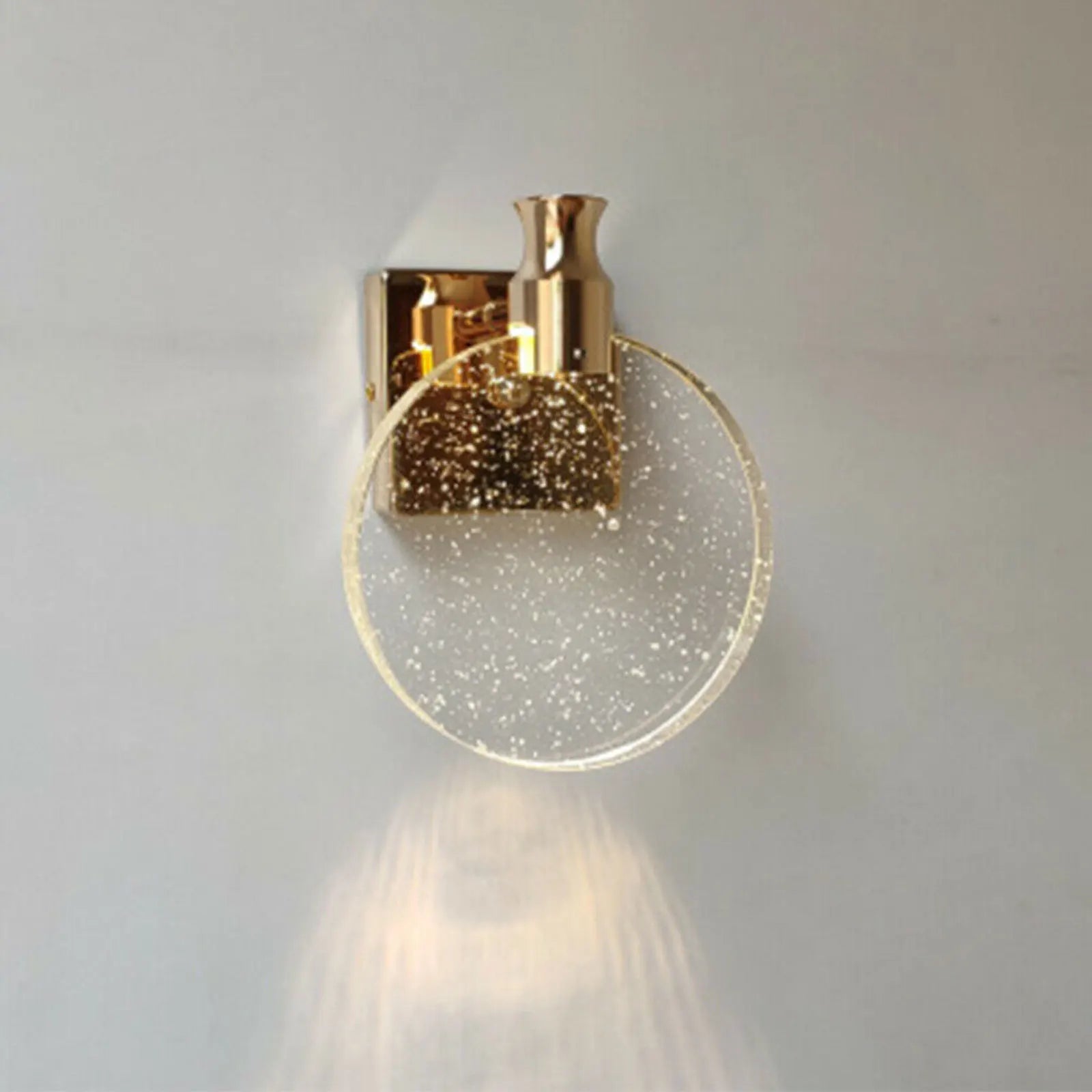 LED wall lamp Ring crystal in gold finish, suitable for living room, bathroom, and bedroom decor.