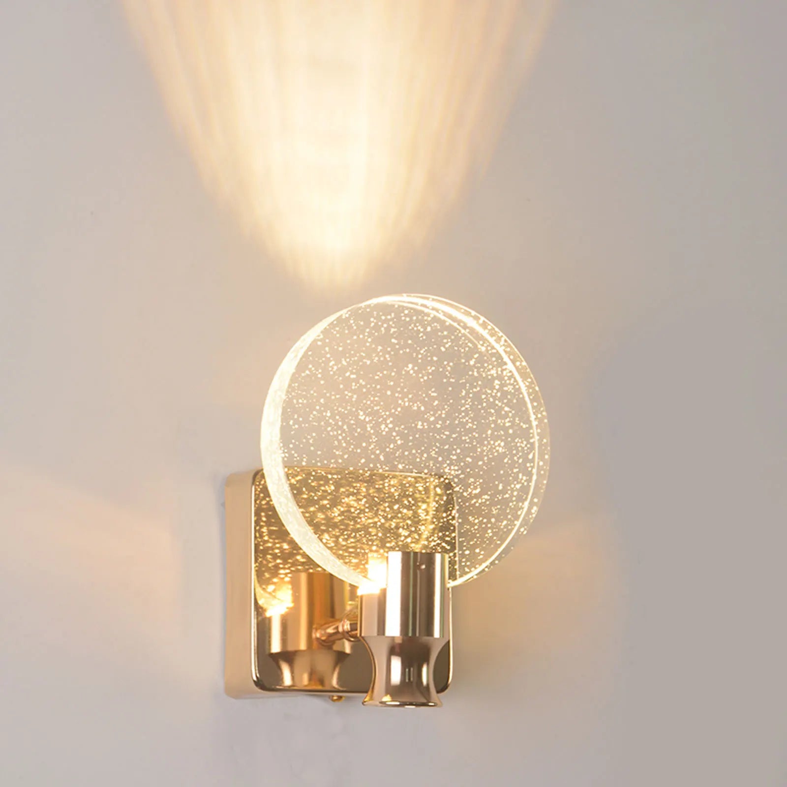 LED wall lamp Ring crystal in gold finish, suitable for living room, bathroom, and bedroom decor.