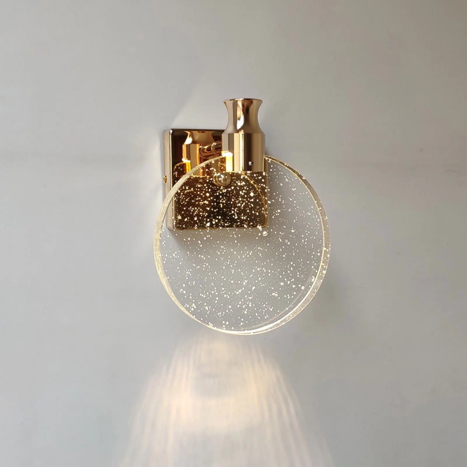 LED wall lamp Ring crystal in gold finish, suitable for living room, bathroom, and bedroom decor.