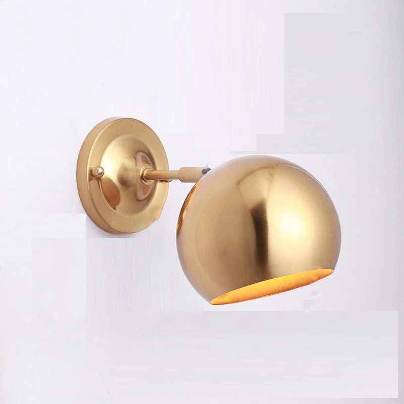 Elegant LED wall lamp with golden finish, adjustable lighting angle, and durable electroplated iron construction, suitable for indoor and outdoor use.