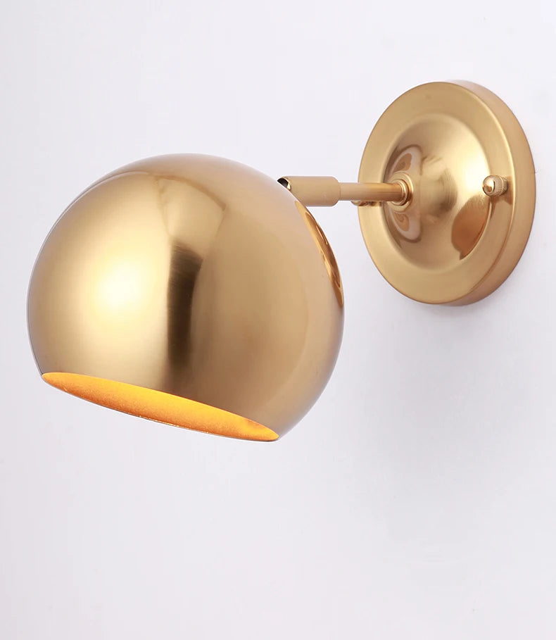 Elegant LED wall lamp with golden finish, adjustable lighting angle, and durable electroplated iron construction, suitable for indoor and outdoor use.