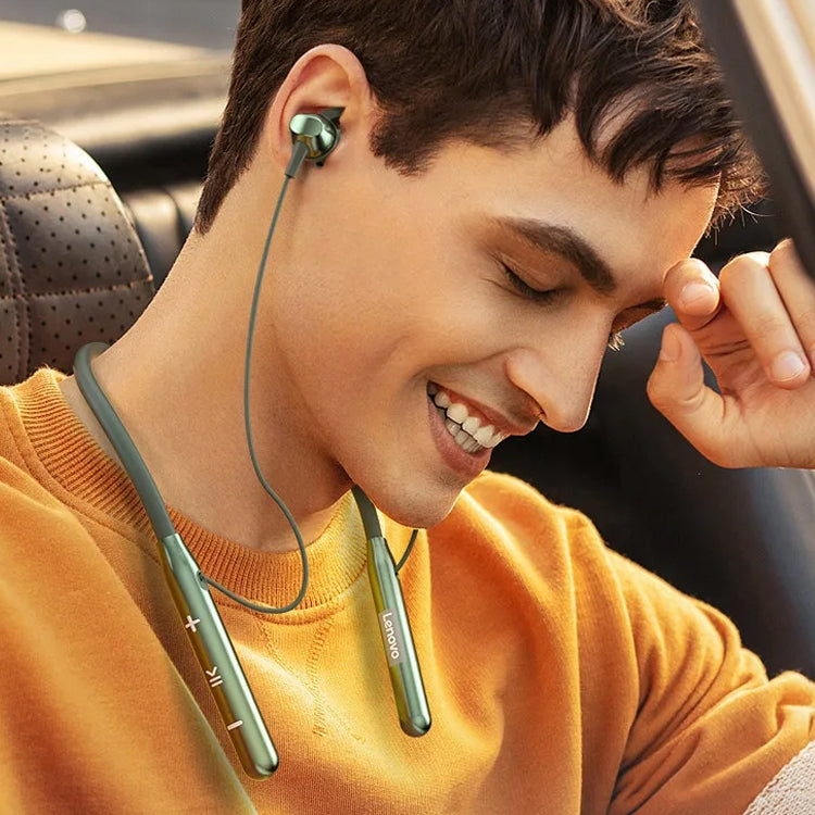 Lenovo BT10 Bluetooth 5.2 Neck-Mounted Sports Earphone in black, showcasing its ergonomic design and comfortable neckband.