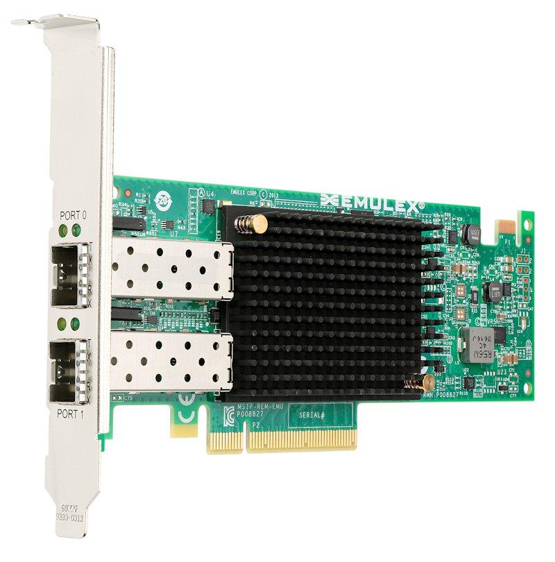 LENOVO Emulex VFA5.2 2x10 GbE SFP+ PCIe Adapter showcasing dual ports and PCIe connector.