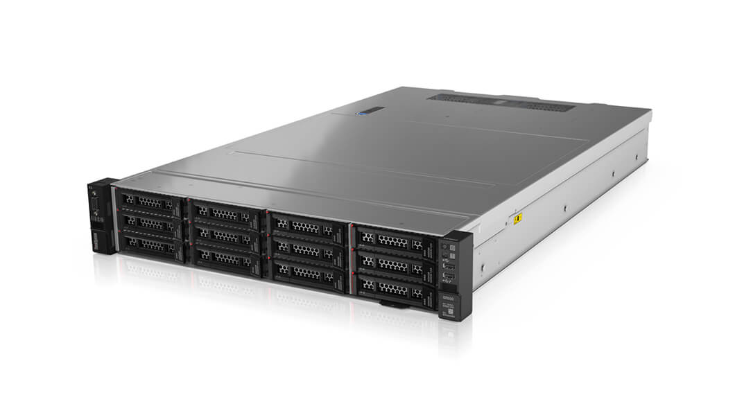 LENOVO ThinkSystem SR550 2U Rack Server with Intel Xeon Silver 4208, showcasing its design and features.