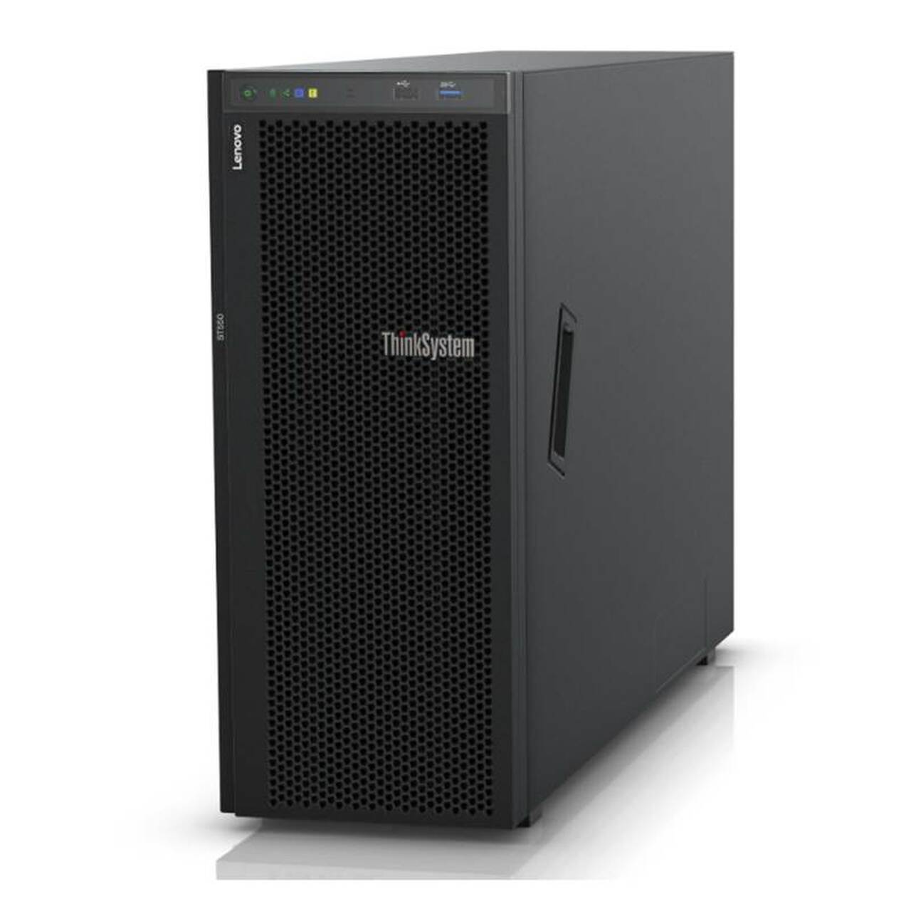 LENOVO ThinkSystem ST550 4U Tower Server with Intel Xeon Bronze 3206 and 4 hot-swap bays.