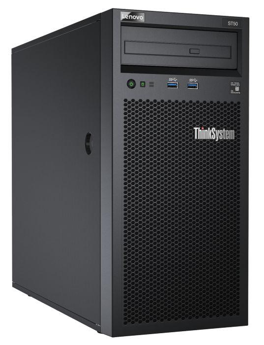 LENOVO ThinkSystem ST50 4U Tower Server featuring Intel Xeon E-2246G processor and multiple storage bays.