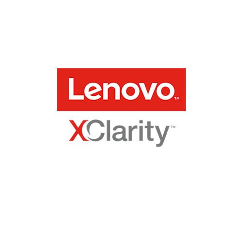 Lenovo ThinkSystem XClarity Controller Advanced to Enterprise Upgrade box with branding and product details.