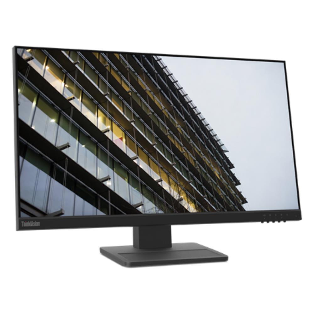 LENOVO ThinkVision E24-20 23.8-inch WLED Backlit LCD Monitor with HDMI, DP, and VGA inputs, showcasing its sleek design and adjustable stand.