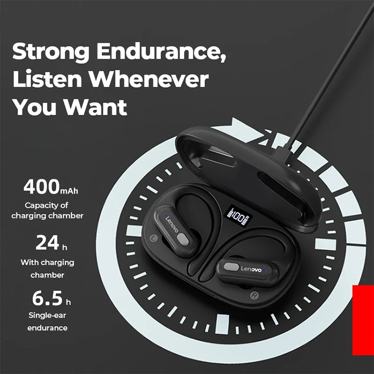 Lenovo XT60 Bluetooth 5.3 Ear-mounted Sports Wireless Bluetooth headphones with ergonomic design and LED display.