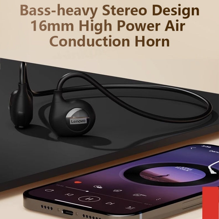 Lenovo XT95II Bluetooth 5.3 Air Conduction Earphones in black, showcasing ergonomic design and touch controls.