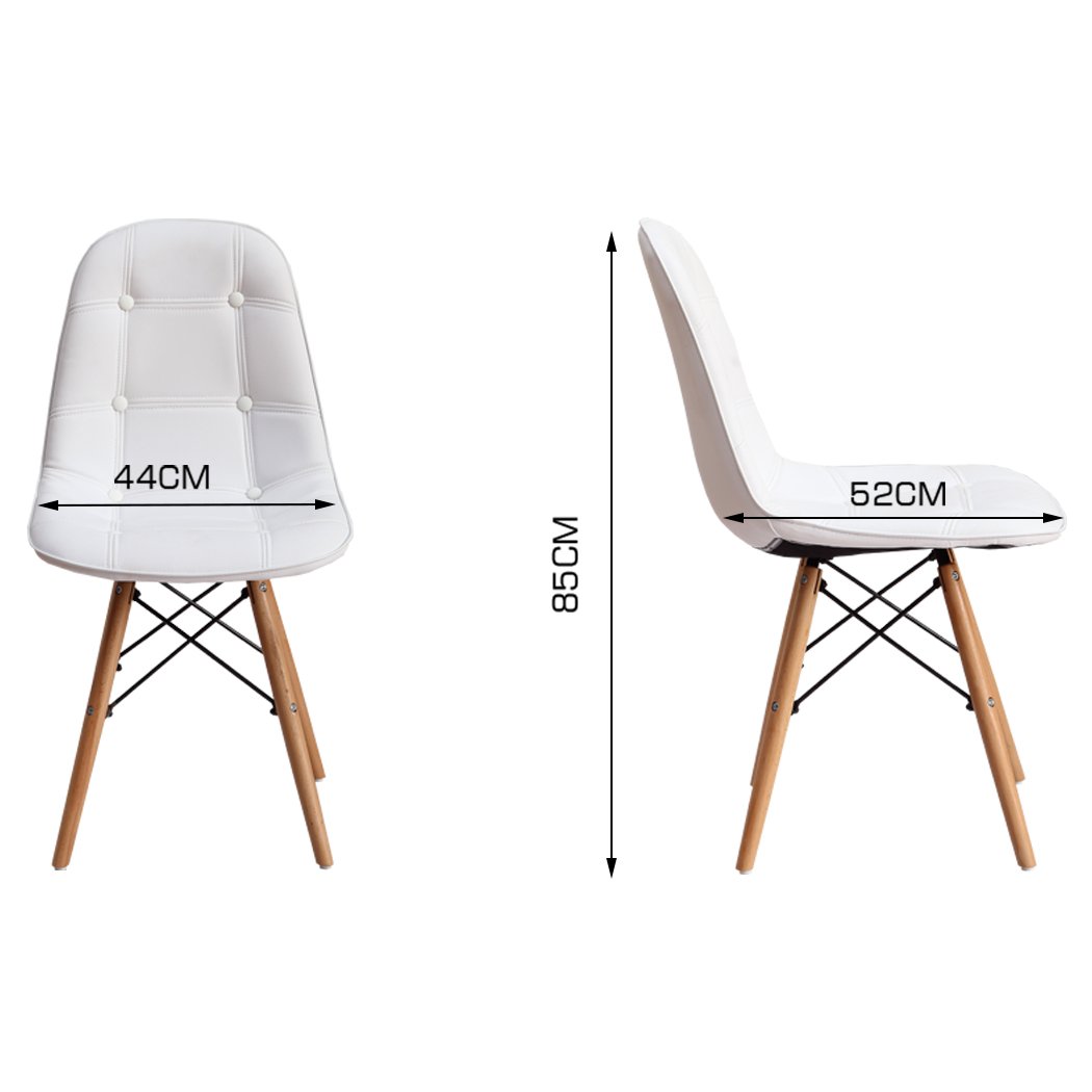 Levede 4x Retro Replica PU Leather Dining Chairs in white with beech wooden legs, showcasing a modern and stylish design suitable for dining or office use.