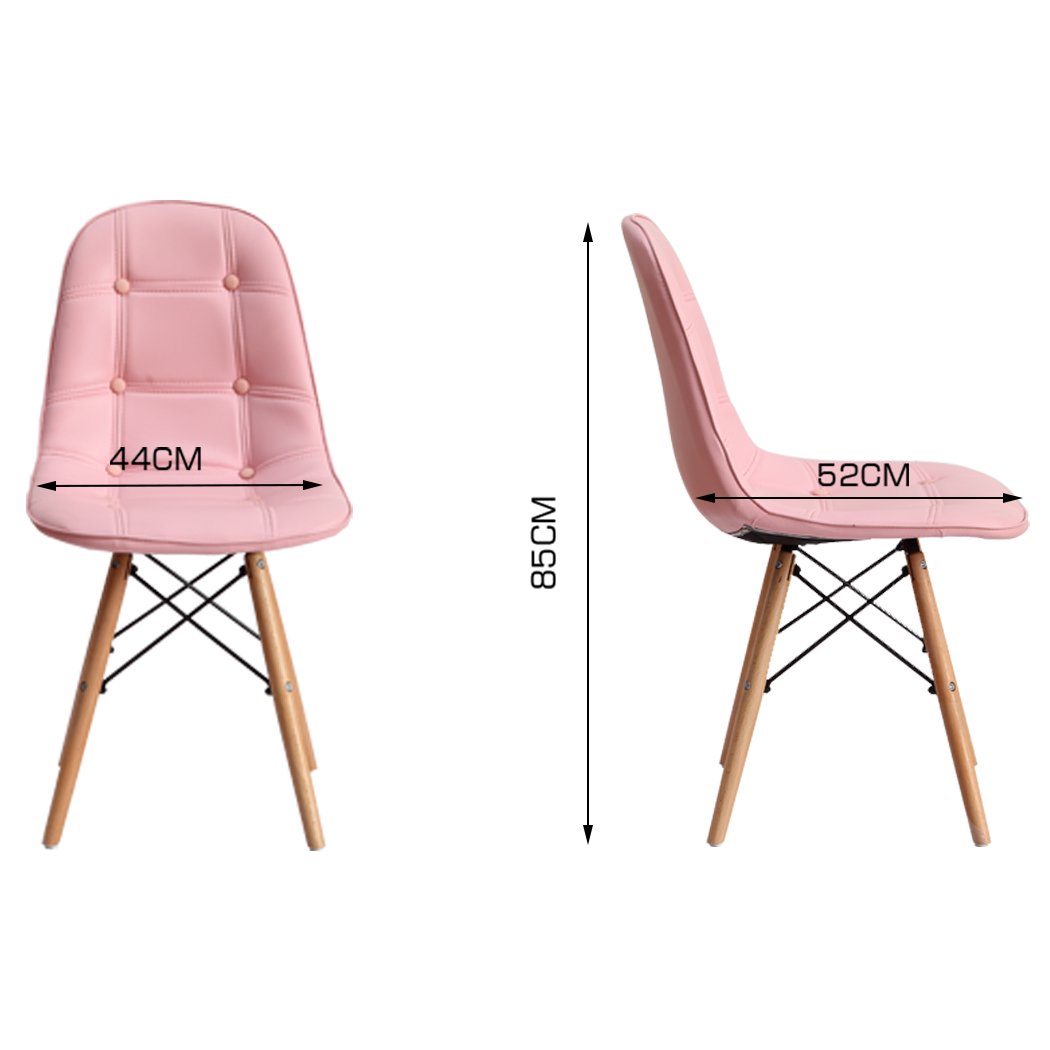 Levede 4x Retro Replica PU Leather Dining Chairs in pink with beech wooden legs, showcasing a modern and stylish design.