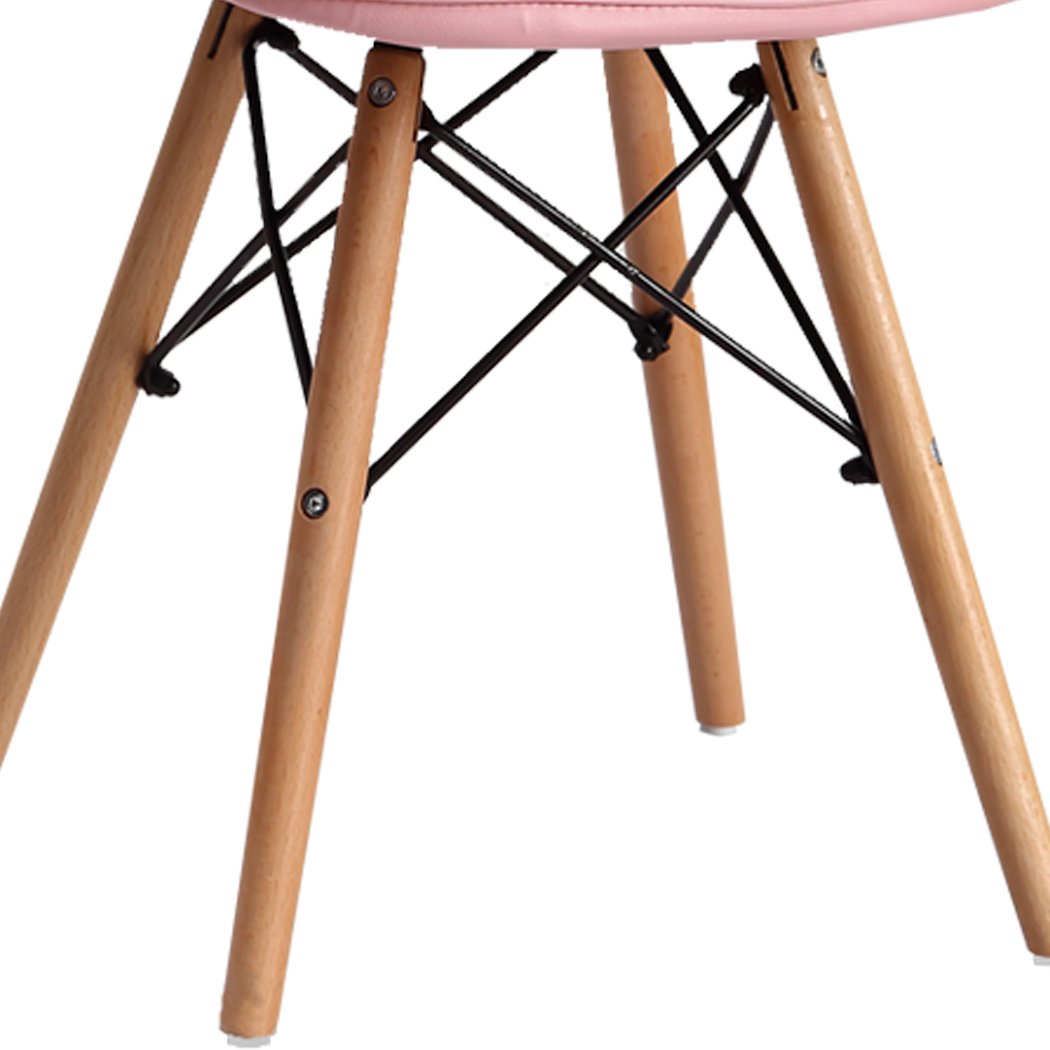 Levede 4x Retro Replica PU Leather Dining Chairs in pink with beech wooden legs, showcasing a modern and stylish design.