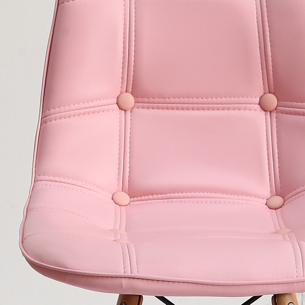 Levede 4x Retro Replica PU Leather Dining Chairs in pink with beech wooden legs, showcasing a modern and stylish design.