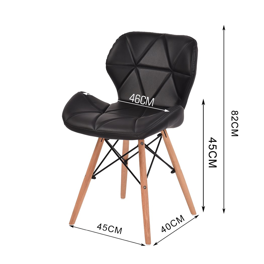 Levede 4x Retro Replica PU Leather Dining Chair set featuring black PU leather seats and beech wooden legs, ideal for dining and cafe settings.