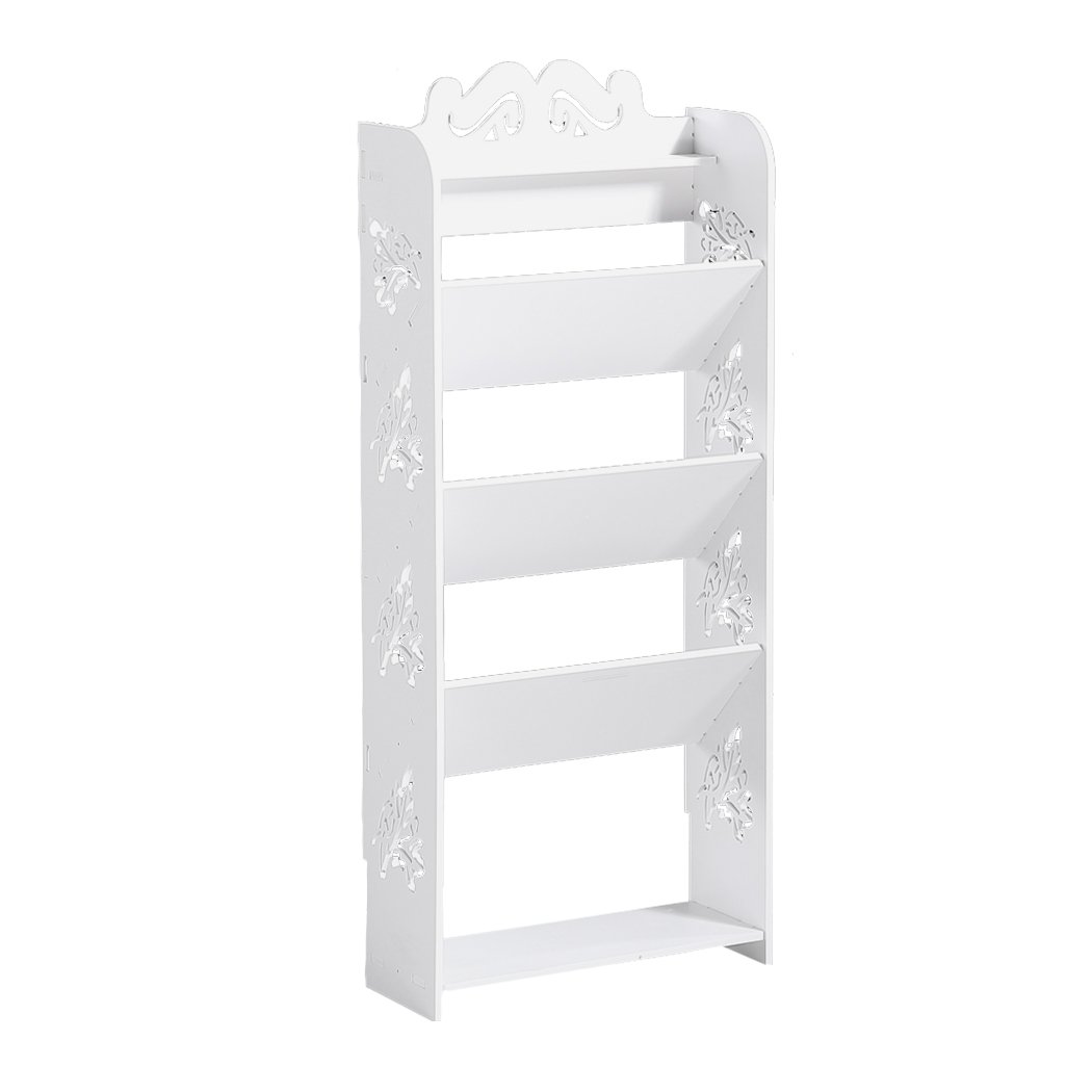 Levede 5 Tiers Shoe Rack in white, showcasing its eco-friendly WPC material and stylish design, perfect for organizing footwear.