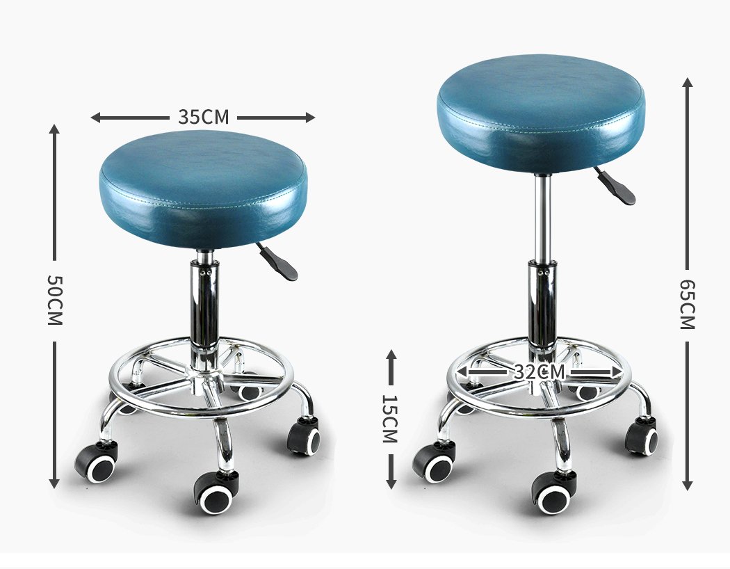 Levede Bar Stool featuring PU leather upholstery, steel frame, and hydraulic height adjustment in silver and teal colors.