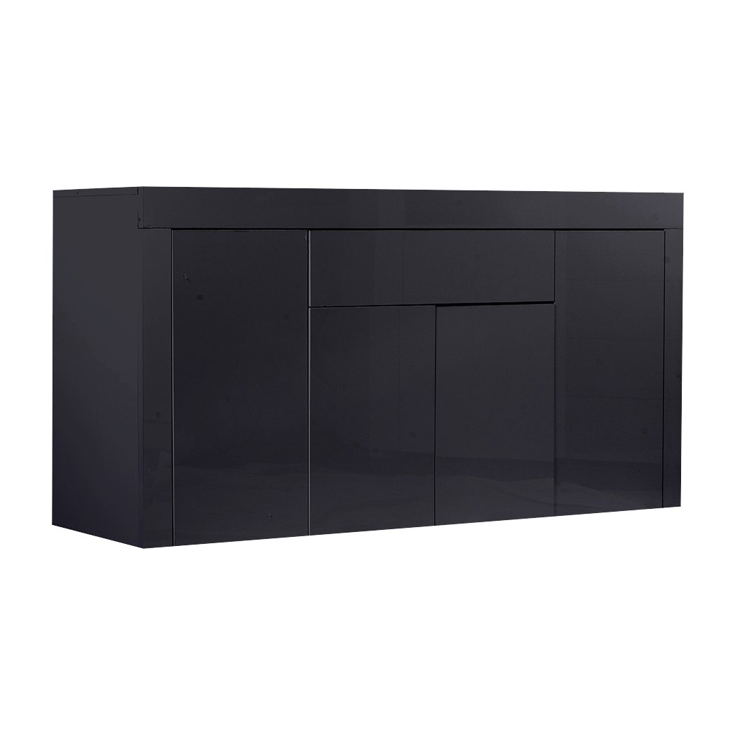 Levede Buffet Sideboard Cabinet in black with high gloss finish, showcasing modern design and ample storage space.