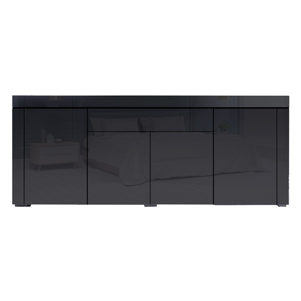 Levede Buffet Sideboard Cabinet in black with high gloss finish, showcasing modern design and ample storage space.