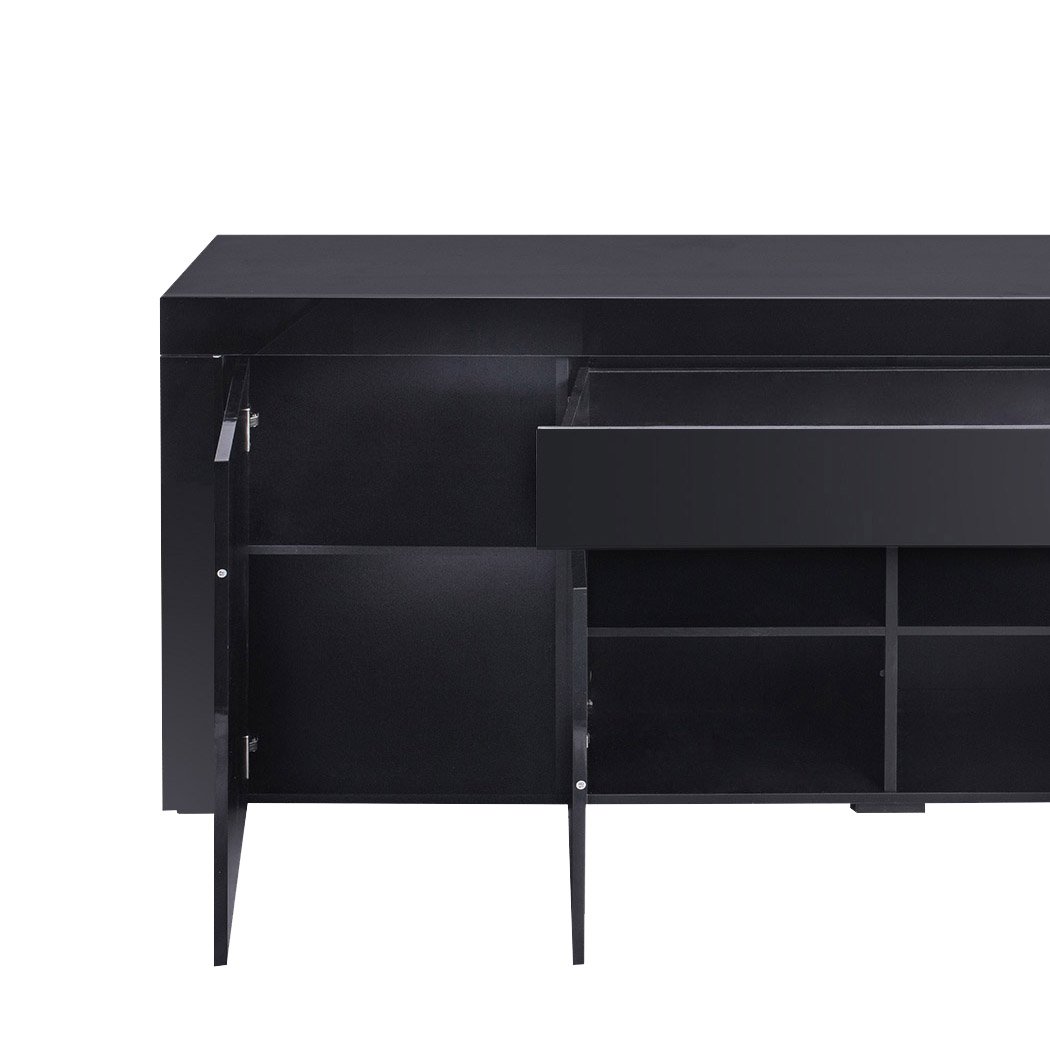 Levede Buffet Sideboard Cabinet in black with high gloss finish, showcasing modern design and ample storage space.