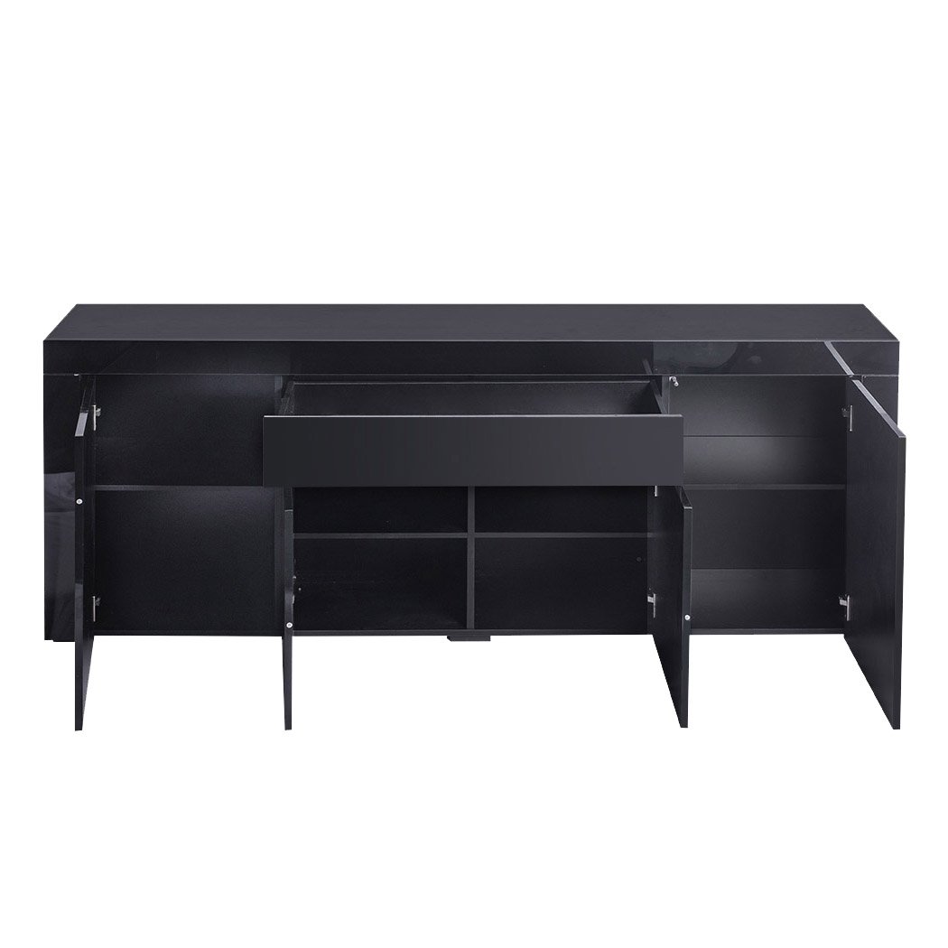 Levede Buffet Sideboard Cabinet in black with high gloss finish, showcasing modern design and ample storage space.