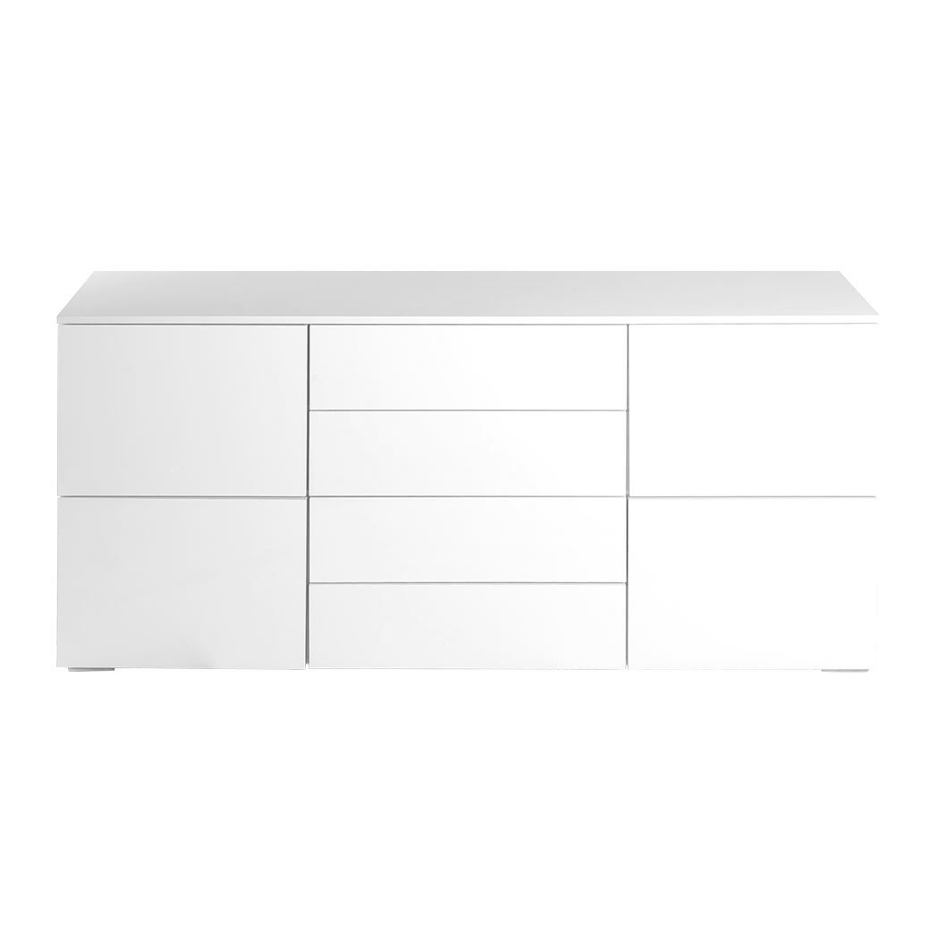 Levede Buffet Sideboard Cabinet in high gloss white finish, showcasing modern design and ample storage space.