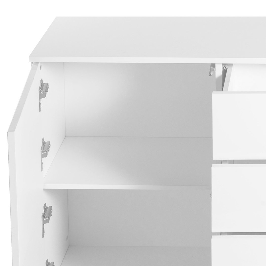 Levede Buffet Sideboard Cabinet in high gloss white finish, showcasing modern design and ample storage space.