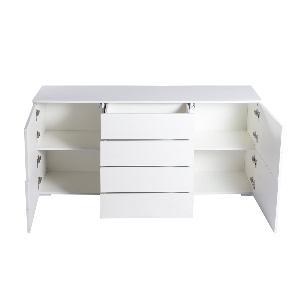 Levede Buffet Sideboard Cabinet in high gloss white finish, showcasing modern design and ample storage space.