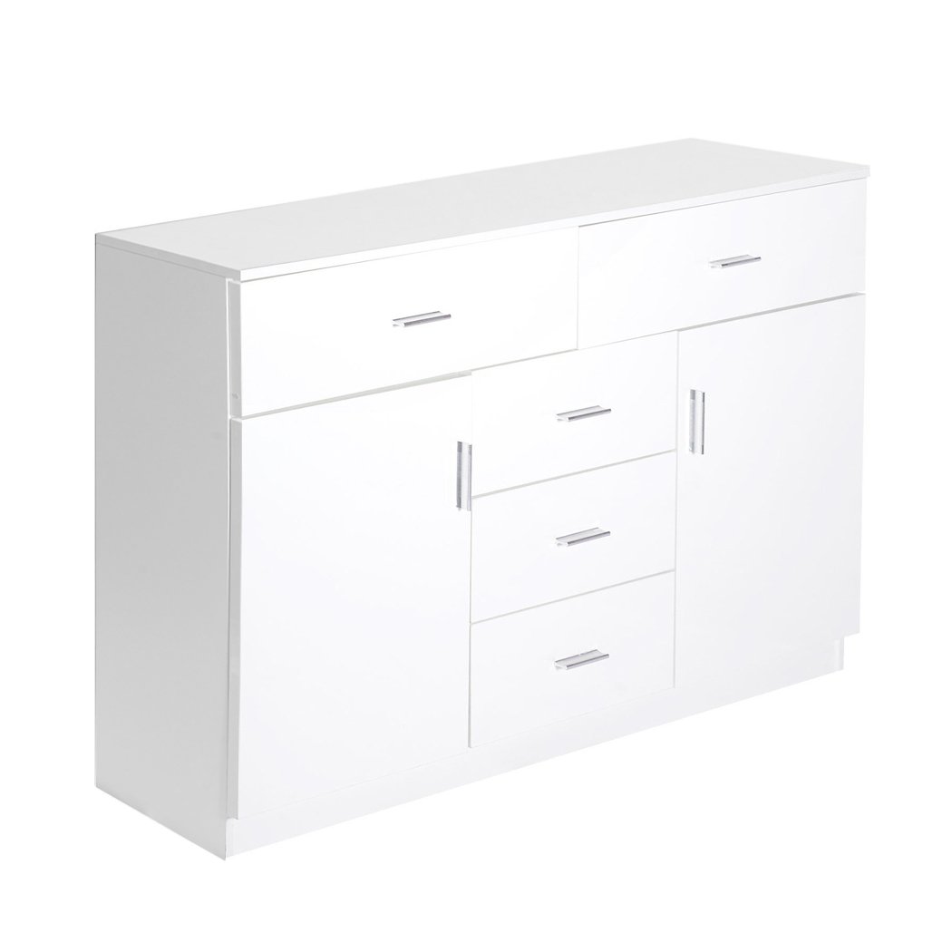 Levede Buffet Sideboard Storage Cabinet in white high gloss finish, showcasing its modern design and ample storage space.