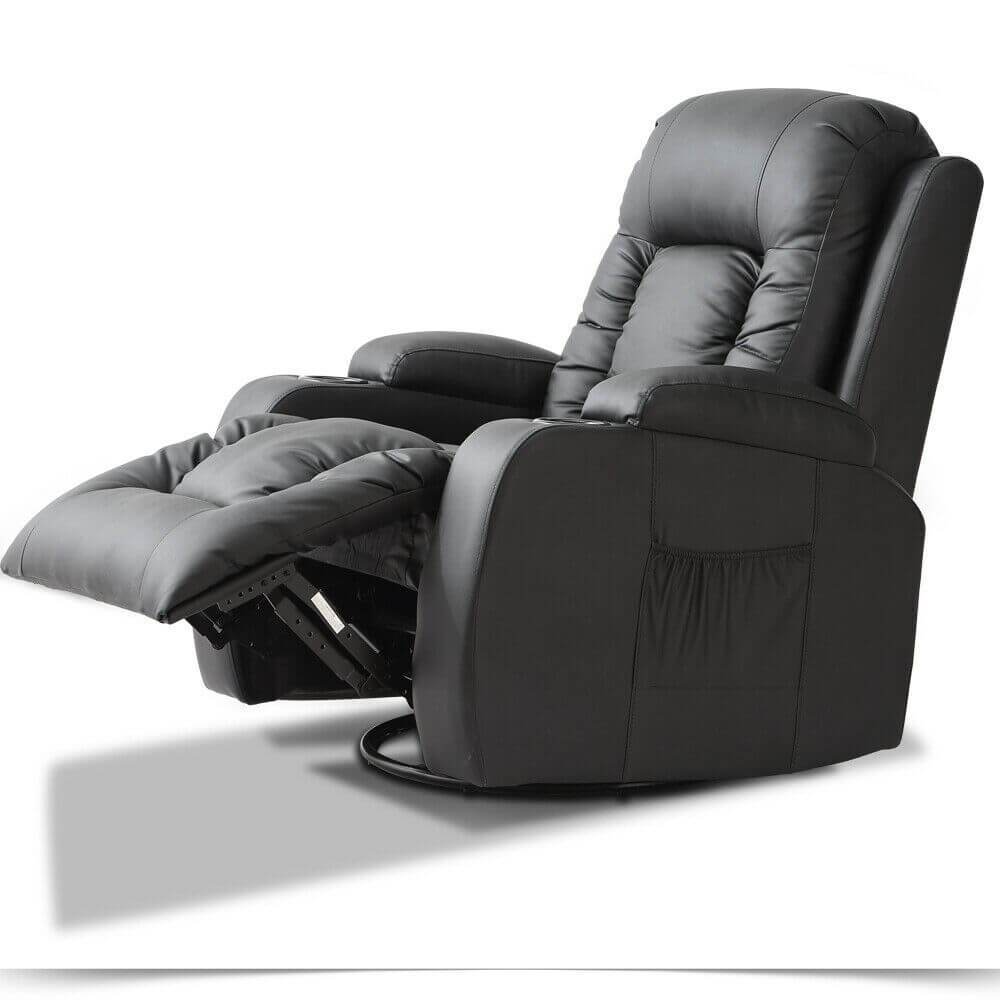 Levede Electric Massage Chair in black PU leather, featuring adjustable reclining positions and a remote control for full body massage.