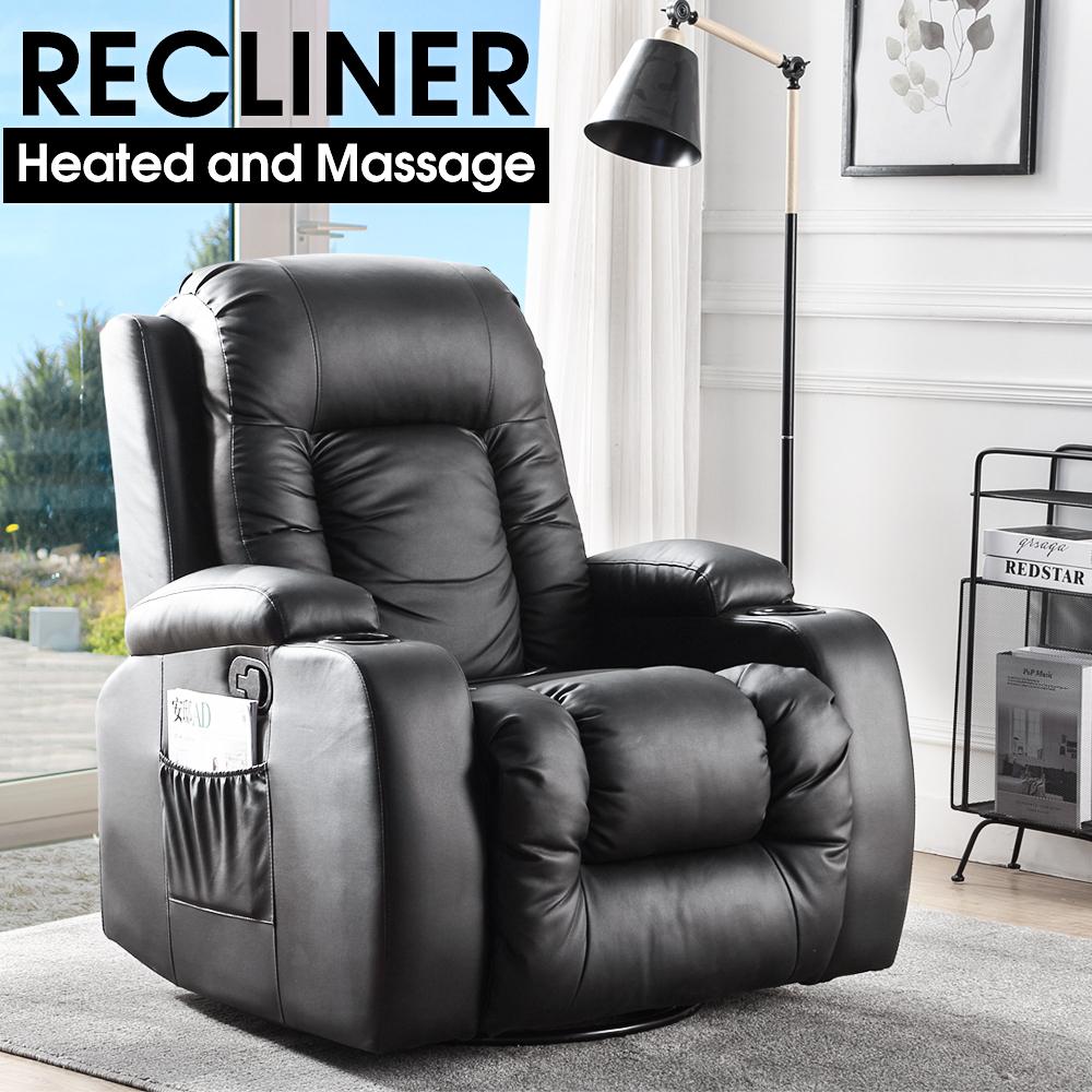 Levede Electric Massage Chair in black PU leather, featuring adjustable reclining positions and a remote control for full body massage.