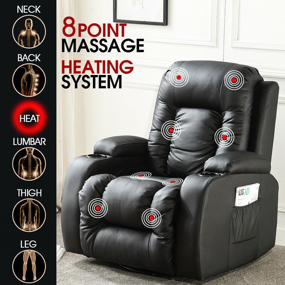 Levede Electric Massage Chair in black PU leather, featuring adjustable reclining positions and a remote control for full body massage.