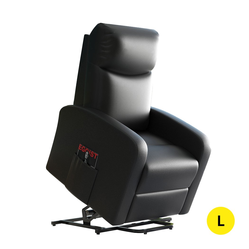 Levede Massage Chair Recliner in black PU leather with electric lift and heating features, designed for comfort and mobility assistance.