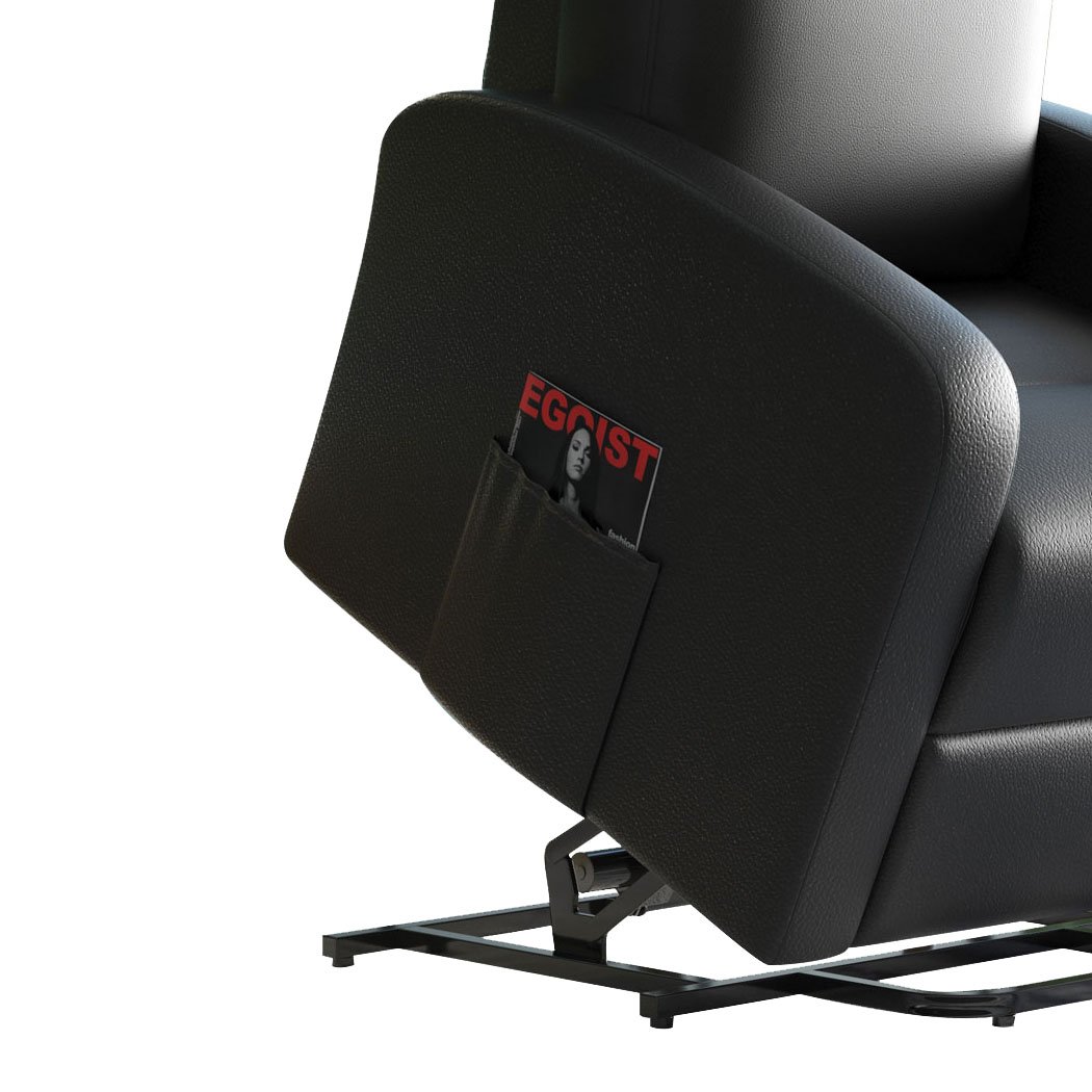 Levede Massage Chair Recliner in black PU leather with electric lift and heating features, designed for comfort and mobility assistance.