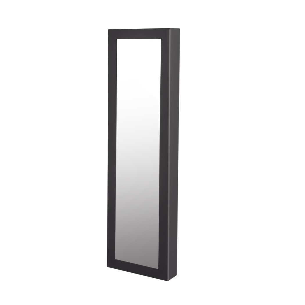 Levede Mirror Jewellery Cabinet with a sleek black finish, featuring a mirror and spacious storage for jewelry and cosmetics.