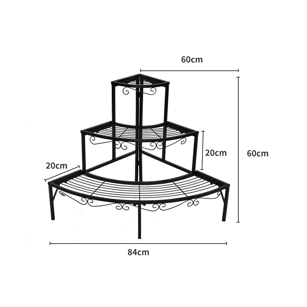 Levede 3 Tier Planter Stand made of durable steel, featuring a sleek black finish and space-saving design, ideal for indoor and outdoor plant display.