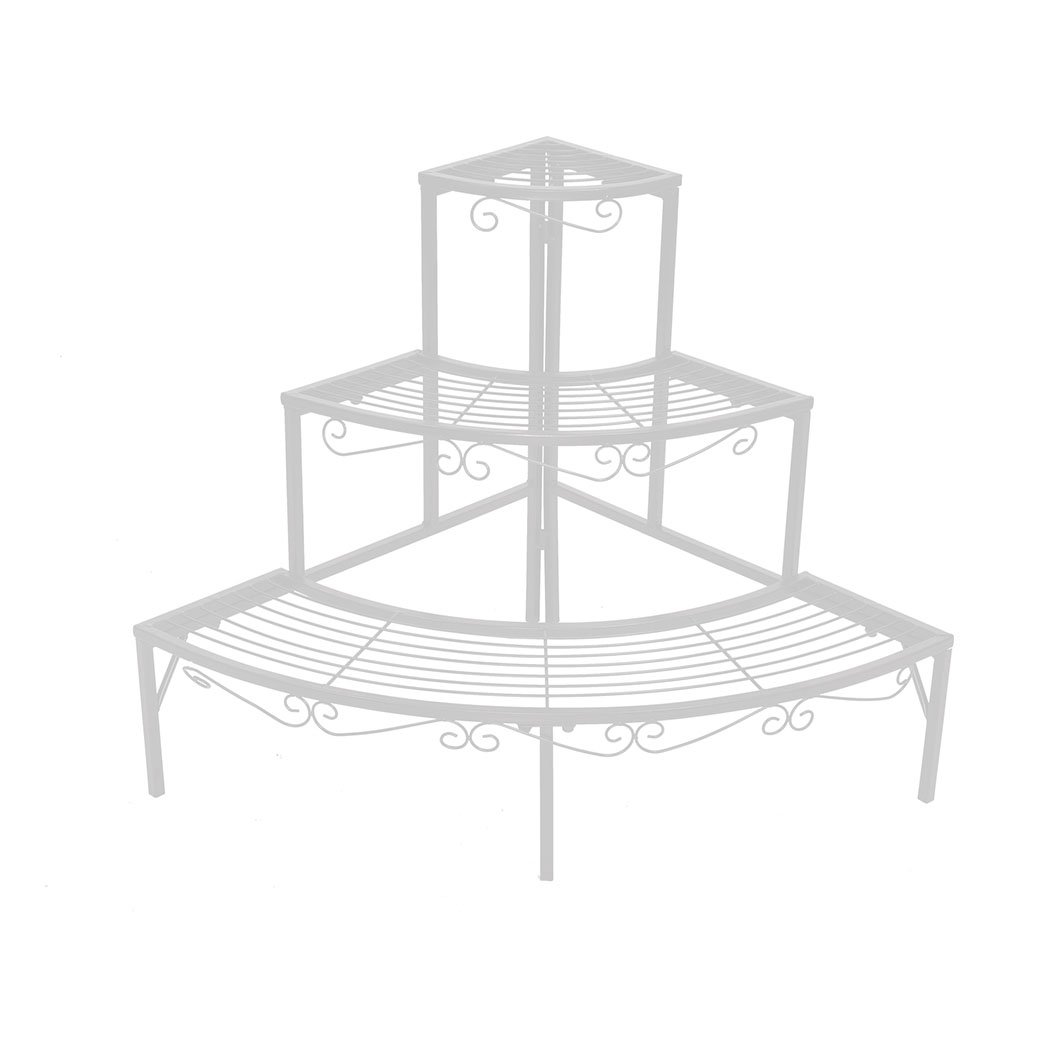 Levede 3 Tier Planter Stand in white, showcasing three levels for potted plants, featuring a durable steel frame and elegant design.