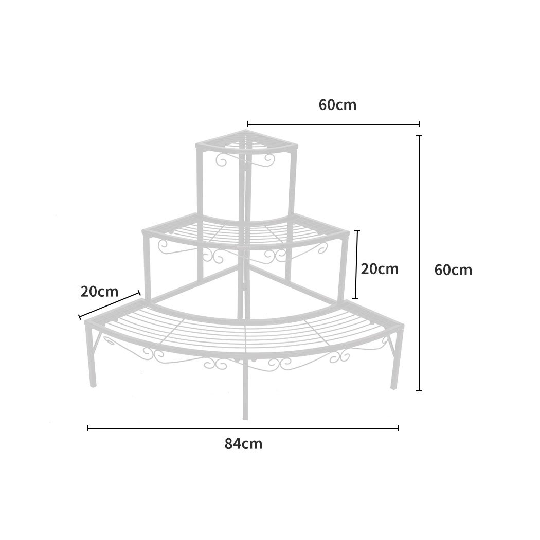 Levede 3 Tier Planter Stand in white, showcasing three levels for potted plants, featuring a durable steel frame and elegant design.