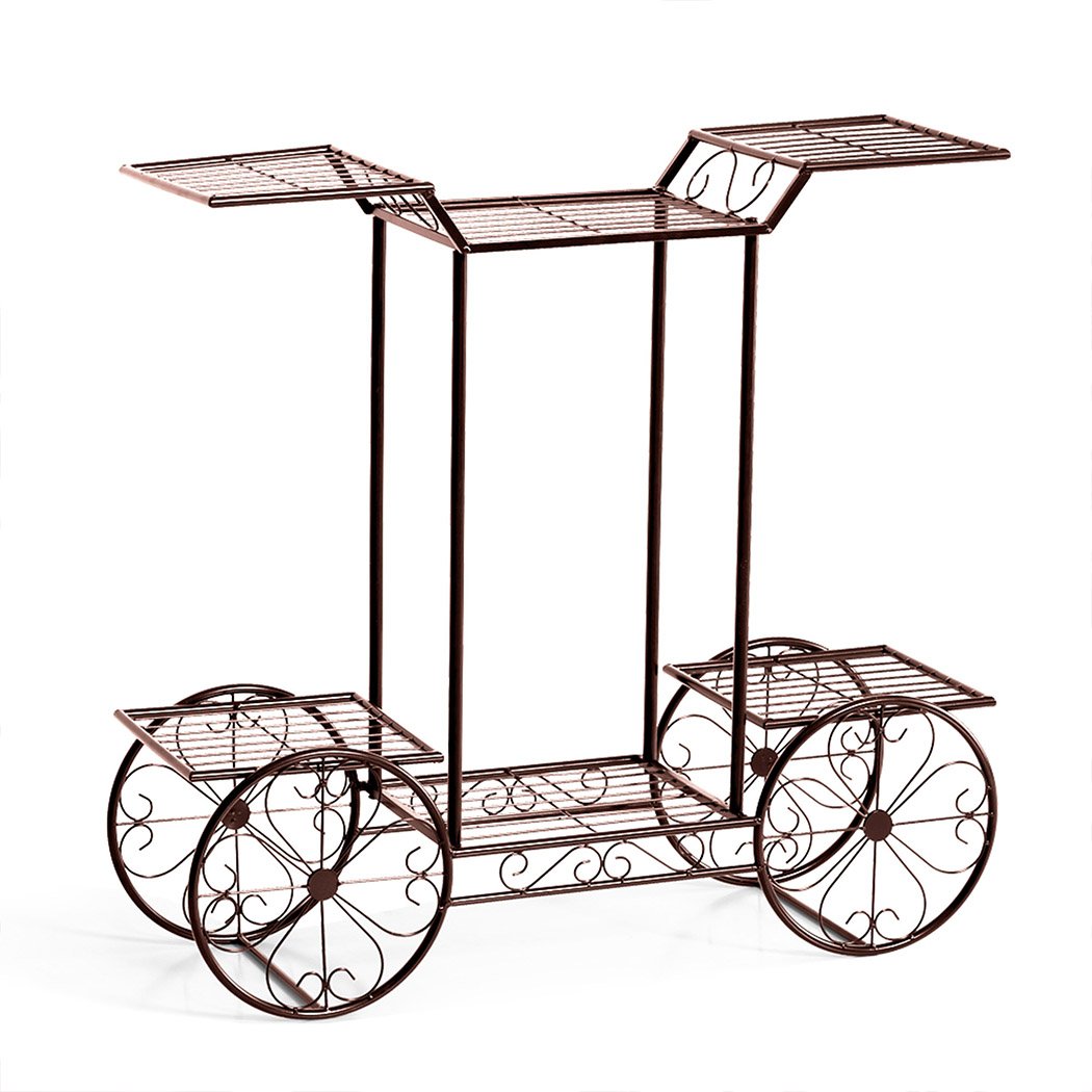 Levede Plant Stand featuring a durable metal frame with an ornate floral design, suitable for indoor and outdoor plant displays.