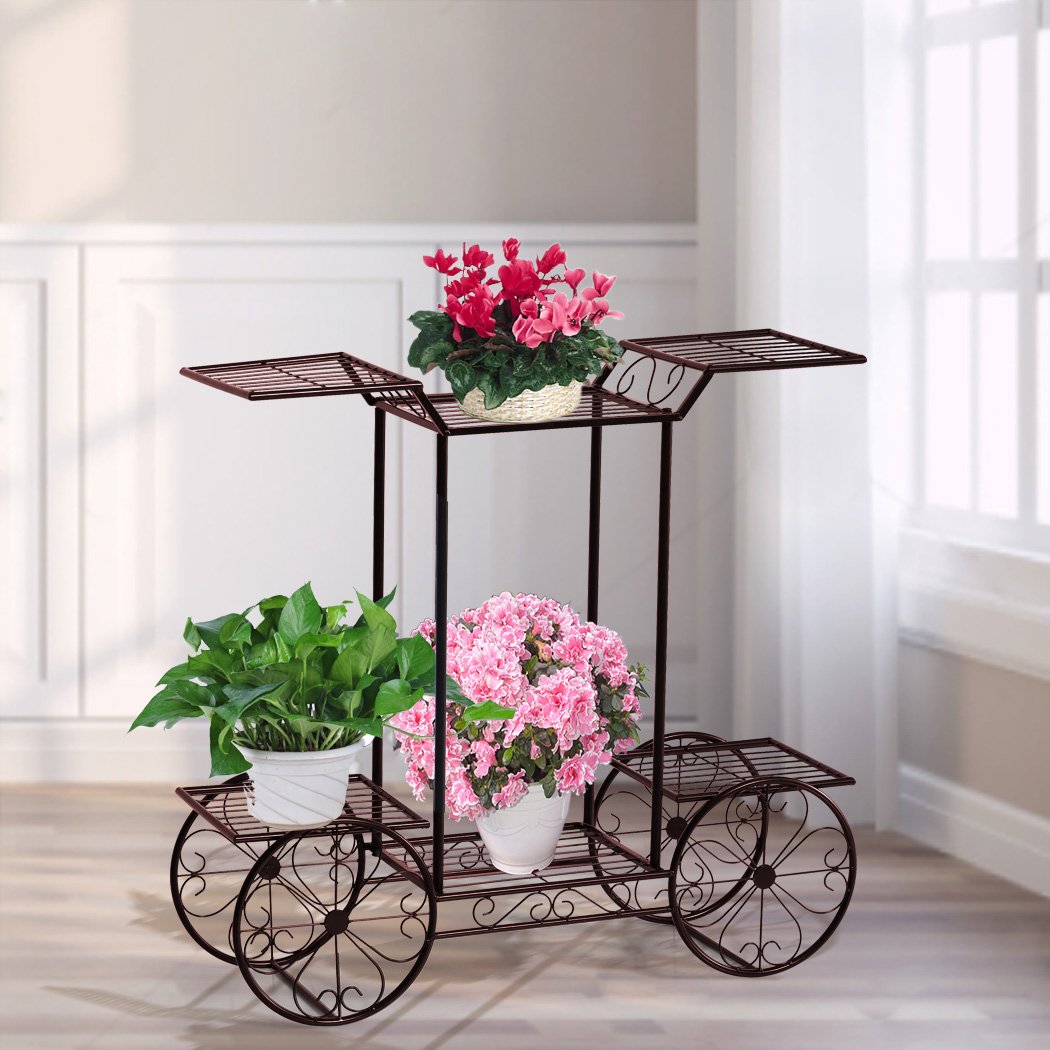 Levede Plant Stand featuring a durable metal frame with an ornate floral design, suitable for indoor and outdoor plant displays.