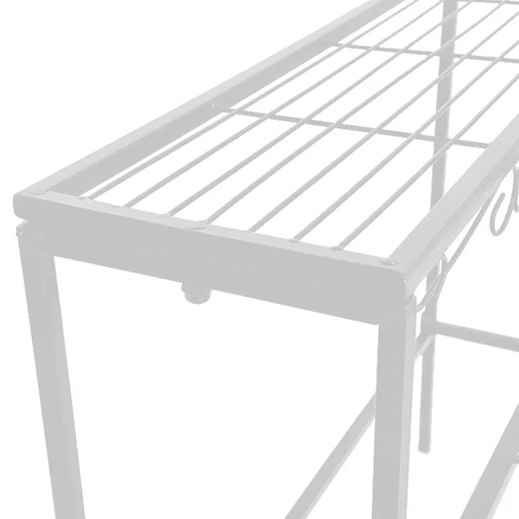 Levede Plant Stands in white metal, showcasing multiple tiers for potted plants, suitable for indoor and outdoor use.