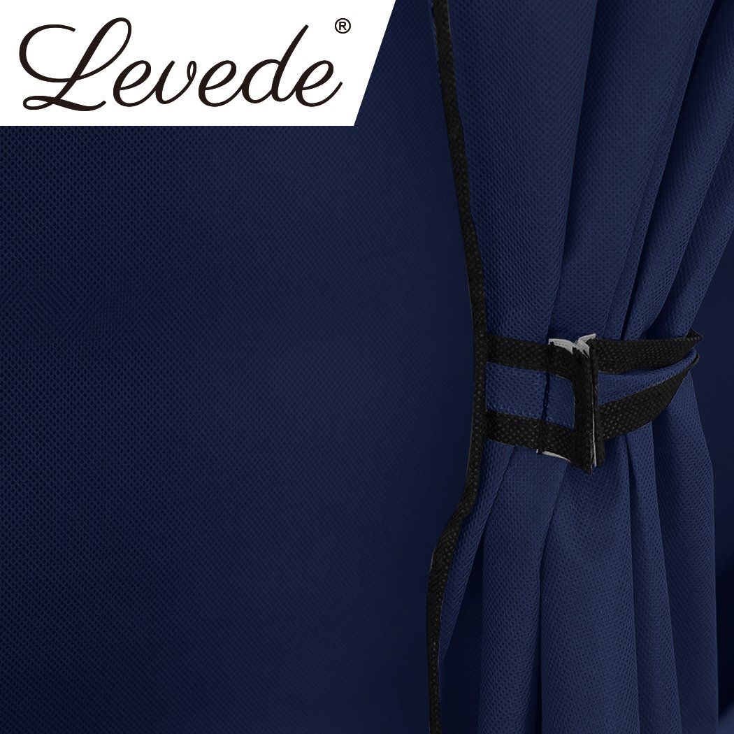 Levede Portable Wardrobe in navy blue with four drawers, showcasing its lightweight and stylish design for efficient clothing storage.