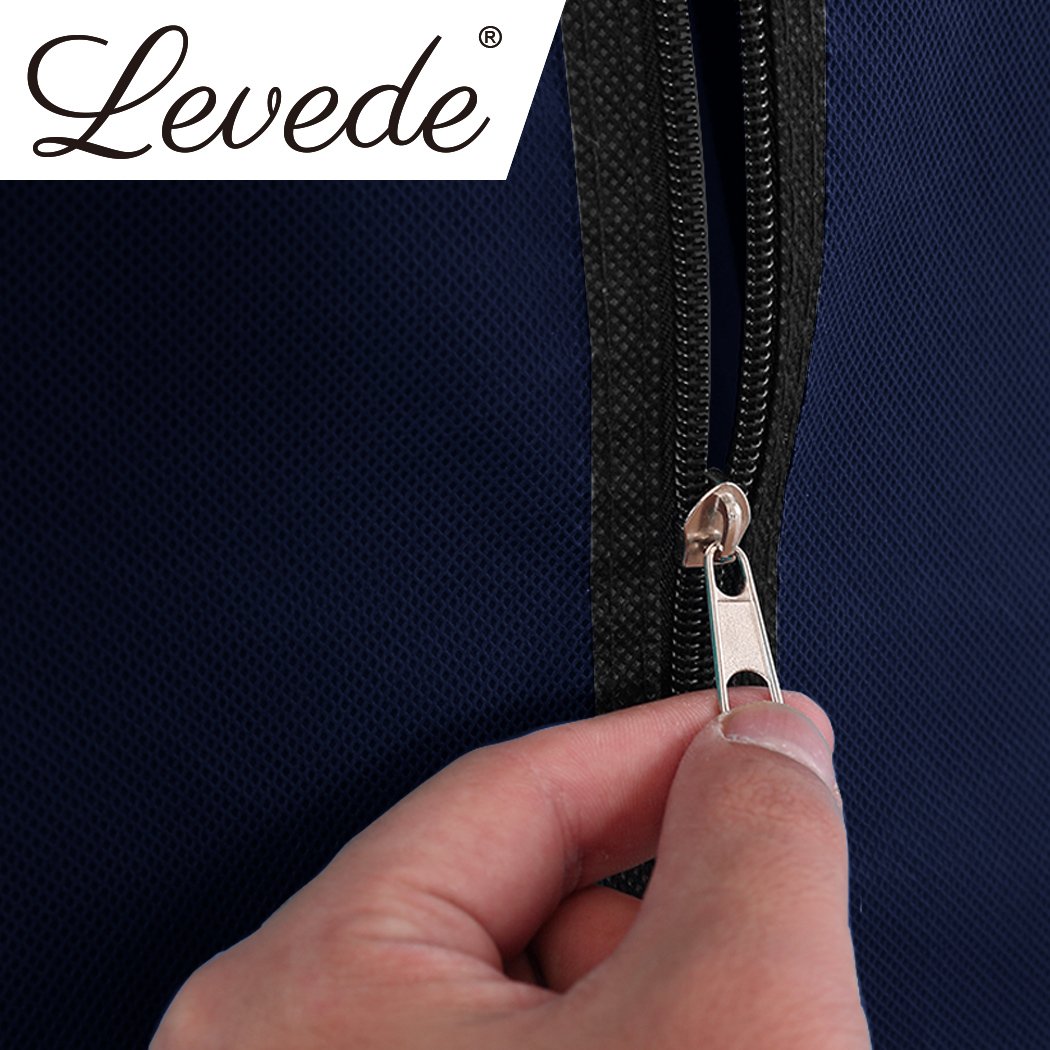 Levede Portable Wardrobe Organiser in navy blue, showcasing its lightweight design and spacious storage capacity for clothes.